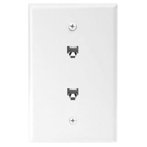 CooperWiringDevices 2-Jack Mid-Size Telephone Jack Wall Plate and Connectors - White - 3547-4W