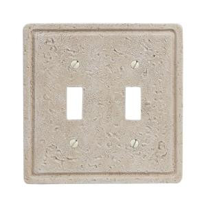 Amerelle Faux Stone 2 Toggle Wall Plate - Toasted Almond - 8347TT