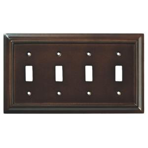 Liberty Architectural Wood 4-Gang Toggle Wall Plate - Espresso - 126345