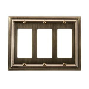 Amerelle Continental 3 Decora Wall Plate - Brushed Brass - 94RRRBB