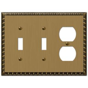 Amerelle Renaissance 2 Toggle and 1 Duplex Wall Plate - Brushed Brass - 90TTDBB