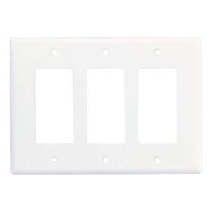 CooperWiringDevices 3 Gang Decorator/Rocker Polycarbonate Wall Plate - White - PJ263W-SP-L