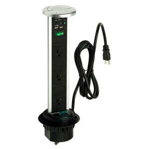 SensioPod 3-Outlet 13 in. 120-Volt Power Strip with 2 USB Port - Aluminum - SA80051-AL-R