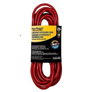 Cerrowire 25 ft. 14/3 Stay Plug Extension Cord - Red - 630-34033AR