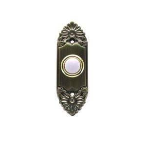 IQAmerica Wired Lighted Doorbell Push Button - Antique Brass Pocked - DP-1210A