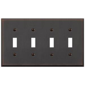 Amerelle Manhattan 4 Toggle Wall Plate - Aged Bronze - 68T4DB