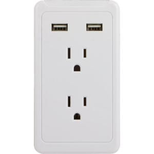 GE 2-Outlet and 2-USB Port 2.1-Amp Tap - White - 13464