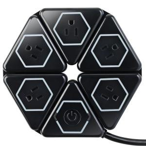 GlobeElectric 5-Outlet Protected Flexigon Power Strip with 3 ft. Cord - Black - 7790101