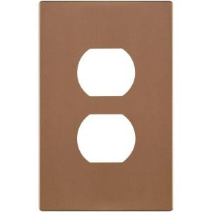 CooperWiringDevices 2 Switch Duplex Nylon Wall Plate - Brushed Bronze - PJS8BB-SP-L