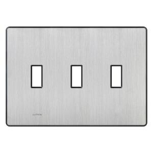 Lutron Fassada 3 Gang Toggle Wall Plate - Stainless Steel - FW-3-SS