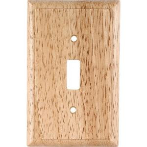 GE 1 Toggle Switch Wall Plate - Solid Oak - 51590