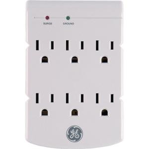 GE 6-Outlet Surge Protector In Wall 312 Joules - Grey - 94000