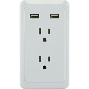 GE Eye Indicator 2-Outlets and 2-USB Port 2.1-Amp, 450 Joules Tap - White - 13465