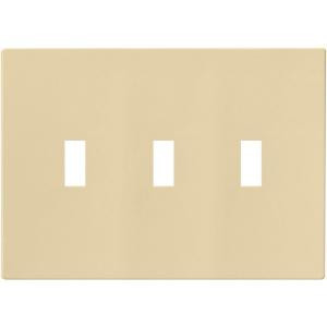 CooperWiringDevices 3-Gang Screwless Toggle Switch Mid-Size wall plate - Ivory - PJS3V