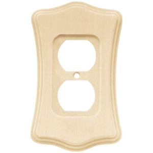 Liberty Wood Scalloped 1 Duplex Outlet Wall Plate - Un-Finished Wood - 64637