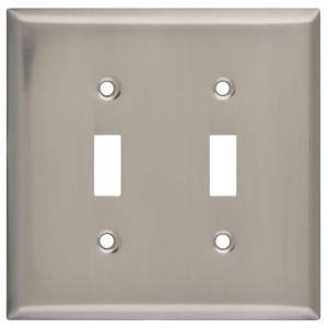 Stanley-NationalHardware 2 Toggle Wall Plate - Satin Nickel - V8001 DBL SWITCHPLATESN