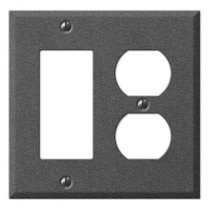CreativeAccents Textured 2 Gang Combination Wall Plate - Antique Pewter - 9TAP128