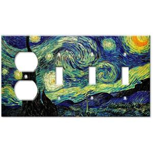 ArtPlates Starry Night 4 Gang Outlet/Triple Switch Combo Wall Plate - OSSS-5