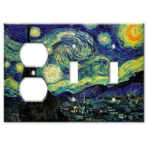 ArtPlates Van Gogh Starry Night 3 Gang Outlet/2 Switch Combo Wall Plate - OSS-5
