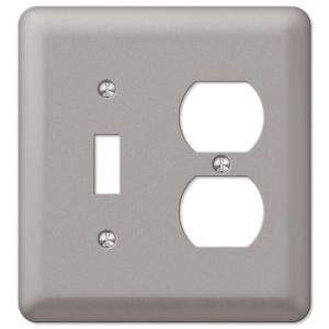 Amerelle Steel 1 Toggle 1 Duplex Combination Wall Plate - Pewter - 2TDPW