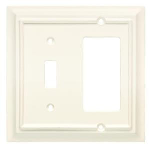 HamptonBay Wood Architectural 1 Toggle and 1 Rocker Wall Plate - White - W10771-W-CH
