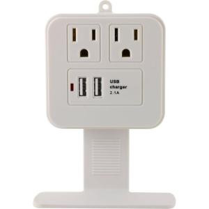 GE 2 USB/2 AC Surge Protector with Charging Shelf - 14922