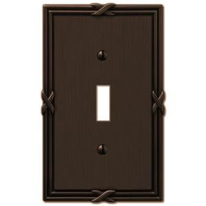 Amerelle Ribbon and Reed 1 Toggle Wall Plate - Aged Bronze - 44TVB