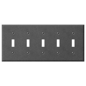 CreativeAccents Steel 5 Toggle Wall Plate - Antique Pewter - 9TAP105
