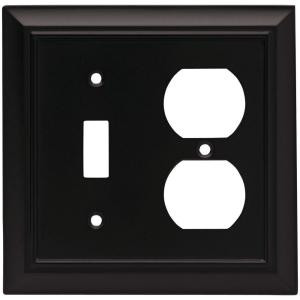 Liberty 1 Toggle and 1 Duplex Combination Wall Plate - Flat Black - 71050