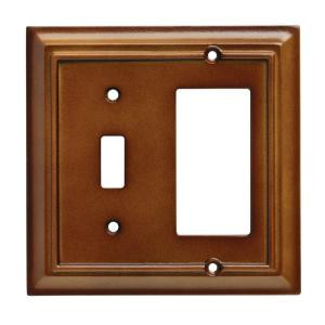 HamptonBay Wood Architectural 1 Toggle and 1 Rocker Wall Plate - Saddle - W10771-SDL-CH