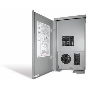 ConnecticutElectric 60-Amp RV Panel Outlet with 50-Amp Receptacle, Breakers and GFCI Duplex - CESMPSC55GRHR