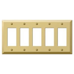 Amerelle Century 5 Gang Decora Wall Plate - Polished Brass - 163R5BR
