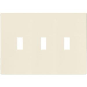 CooperWiringDevices 3 Gang Screwless Toggle Polycarbonate Wall Plate - Light Almond - PJS3LA