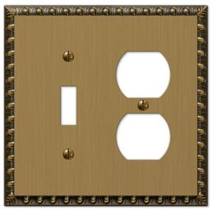 Amerelle Renaissance 1 Toggle and 1 Duplex Wall Plate - Brushed Brass - 90TDBB