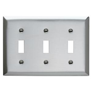 Pass&Seymour 3-Gang 3 Toggles Wall Plate - Stainless Steel - SL3CC5