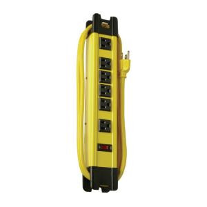 Woods Metal 6-Outlet Workshop Power Strip with Cord Wrap and 2-Transformer Outlets 15 ft. Power Cord - Yellow - 046578806