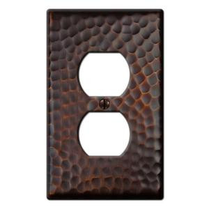 HamptonBay Hammered 1 Duplex Outlet Plate - Aged Bronze - 156DDBHB
