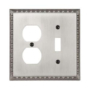 Amerelle Reaissance 1 Toggle 1 Duplex Wall Plate - Antique Nickel - 90TDAN