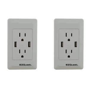 EZQuest X73692 2-Outlet Plug and Charge USB Charger (2-Pack) - 814103025187
