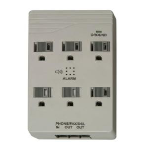 Woods Home Office 6-Outlet 1000-Joule Surge Protector with Alarm and Sliding Safety Covers - 0411538821