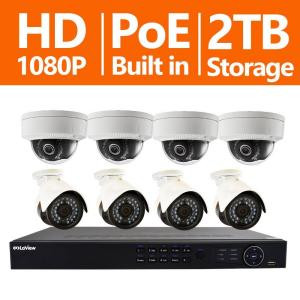 LaView 8-Channel Full HD IP Indoor/Outdoor Surveillance 2TB NVR System (4) 1080P Bullet and (4) Dome Cameras Free Apps - LV-KND988P88D244-T2