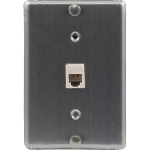 GE 1 Wall Phone Jack Mount Wall Plate - Stainless Steel - 76110