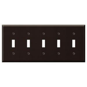 CreativeAccents Steel 5 Toggle Wall Plate - Antique Bronze - 9AZ105