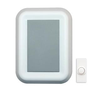 HeathZenith Wireless Battery Operated Door Chime, White with Gray Insert - DL-6145