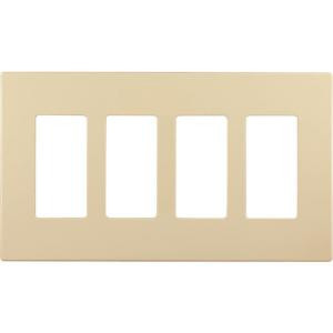 CooperWiringDevices 4-Gang Screwless Decorator Polycarbonate Wall Plate - Ivory - PJS264V-L
