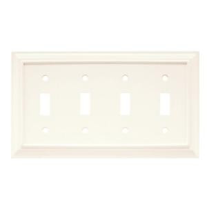 HamptonBay Wood Architectural 4 Toggle Wall Plate - White - W10765-W-CH