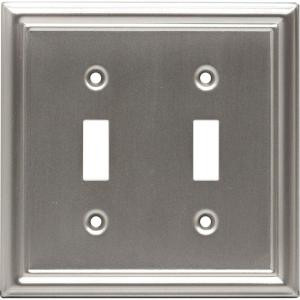 GE 2 Toggle Steel Switch Wall Plate - Faux Brushed Nickel - 40309
