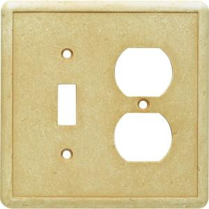 HamptonBay 2-Gang 1 Toggle 1 Duplex Oulet Cast Stone Wall Plate, Gold - SWP108-07