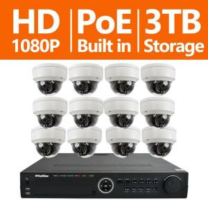 LaView 16-Channel Full HD IP Indoor/Outdoor Surveillance 3TB NVR System (12) Dome 1080P Cameras Remote View Motion Record - LV-KND996P1612D12-T3
