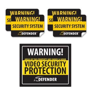 Defender Indoor Video Security System Warning Sign with 4 Window Warning Stickers - HDT102-SGN